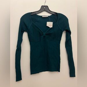 Brand New Juniors Small Teal Fitted Long Sleeve Top